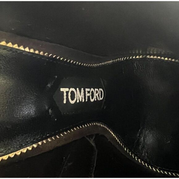 TOM FORD Brown Suede Almond Toe Padlock Ankle Strap Booties Size EU38.5 - Picture 9 of 14